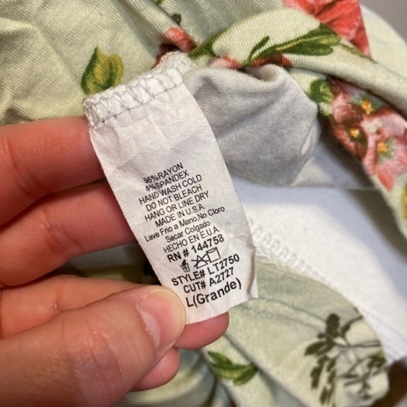 Lime & Chilli Green Floral Short Sleeve Top with Criss Cross‎ Neckline - Picture 6 of 8